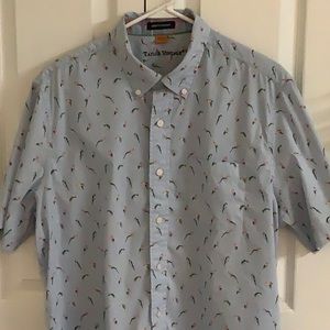 Tailor Vintage short sleeve button down top size large